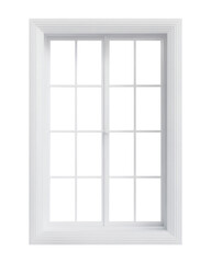 Classic white window frame isolated on transparent background