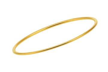 Thin gold bangle bracelet isolated on transparent background