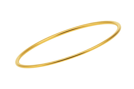 Thin gold bangle bracelet isolated on transparent background