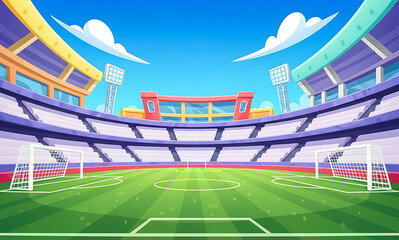 Cartoon Soccer Stadium Illustration Empty Field Sport Venue