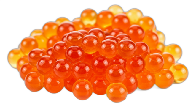 Heap of fresh delicious red salmon caviar isolated on a white background. PNG Transparent