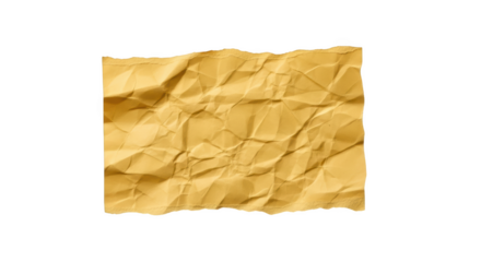 Crumpled yellow paper with torn edges on a black background isolated on a transparent background wrinkled