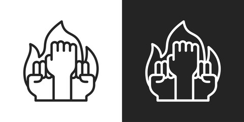 Empowerment Icon In Black And White Line Style
