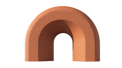 Minimalist terracotta archway isolated on transparent background