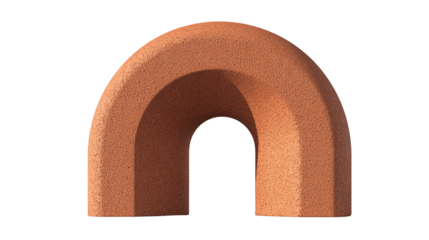 Minimalist terracotta archway isolated on transparent background