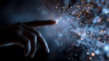 Fototapeta premium Woman hand touching The metaverse universe,Digital transformation conceptual for next generation technology era.