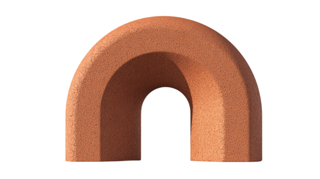 Minimalist terracotta archway isolated on transparent background - Powered by Adobe