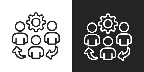 Teamwork Icon In Black And White Line Style