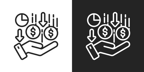Dividend Icon In Black And White Line Style
