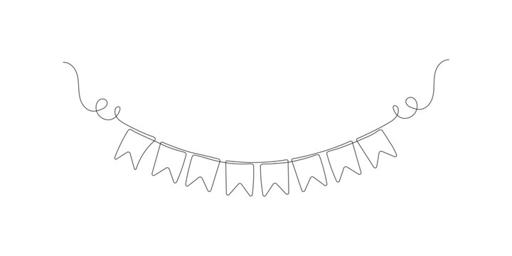 Continuous one line art of hanging flag for banner
