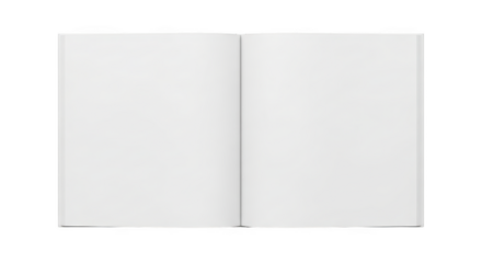 Open blank white book with clean pages isolated on a transparent background image