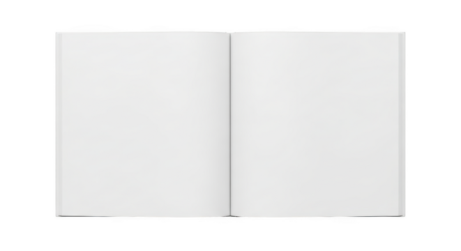 Open blank white book with clean pages isolated on a transparent background image