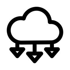 Cloud download icon. Modern line icon design with professional minimal vector styling crafted for data transfer, storage, syncing, backup, and digital access concepts