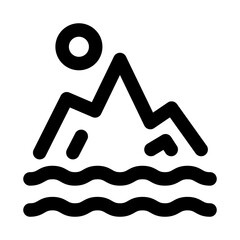 Mountain peak sun icon. Modern line icon design with professional vector styling crafted for nature scenery, adventure themes and outdoor visuals