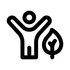 Eco volunteer icon. Modern line icon design with professional minimal vector styling crafted for environmental volunteering, sustainability, community, and green initiatives concepts
