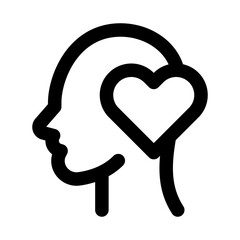 Head with hearts icon. Modern line icon design with professional minimal vector styling crafted for love, emotion, care, affection, and mental wellness concepts