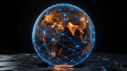 Translucent glowing digital earth globe with network connections - Powered by Adobe