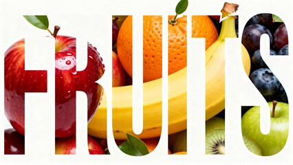 Fresh Fruits Banner Design: Assorted Apple, Orange, Banana & Berries for Healthy Produce Marketing & Grocery Store Ad