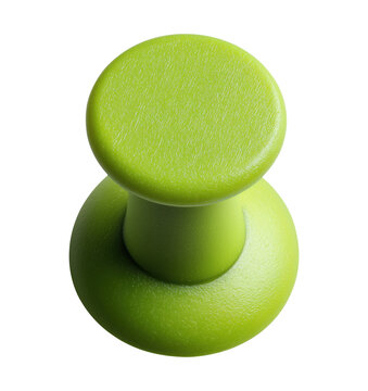 Bright green thumbtack push pin isolated on transparent background