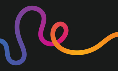 Fototapeta premium Vector Wavy Rainbow Lines Pattern. Abstract Color Line Waves on Black Background. Gradient Wave Shape Ribbon. 3D Curve Lines Pattern.