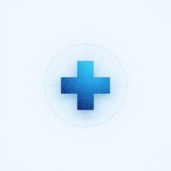 Modern blue cross symbol on light background for medical, healthcare, and technology concepts, representing health, first aid, and innovative solutions