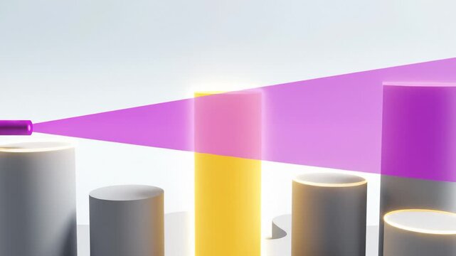 Laser Pointer Scans Across Colorful Column Graph in Abstract Style