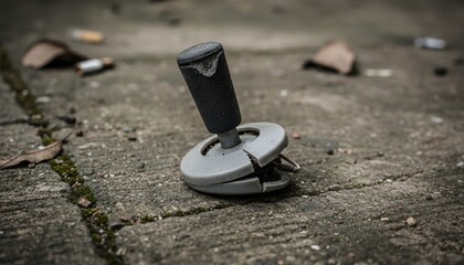 Abandoned Joystick on Concrete - A Study in Urban Decay.