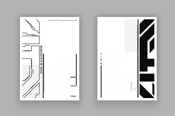 Modern black and white template for flyer, poster, book cover or magazine. Banner background design element.