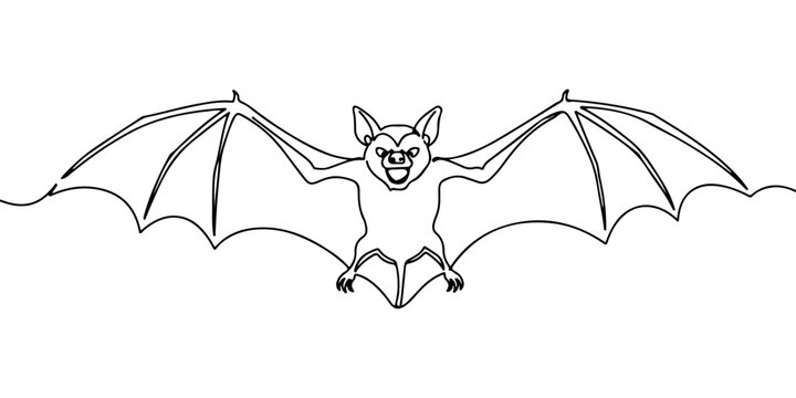 A single continuous line of bats, vector illustrator