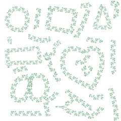 Collection of decorative green leaf vine borders and shapes on black background