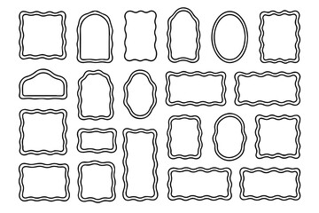 Scalloped Frame Shapes Collection &ndash; Hand-Drawn Decorative Borders, Oval Square and Arch Templates