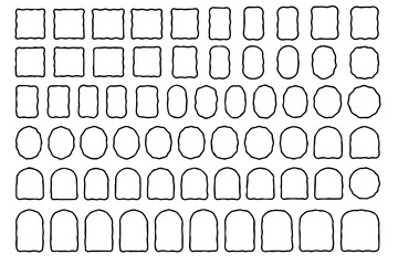 Scalloped Frame Shapes Collection &ndash; Hand-Drawn Decorative Borders, Oval Square and Arch Templates