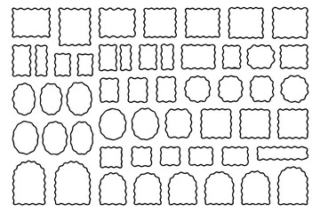 Scalloped Frame Shapes Collection &ndash; Hand-Drawn Decorative Borders, Oval Square and Arch Templates