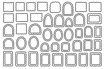 Scalloped Frame Shapes Collection &ndash; Hand-Drawn Decorative Borders, Oval Square and Arch Templates