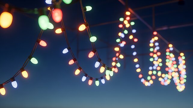 christmas lights on a red background