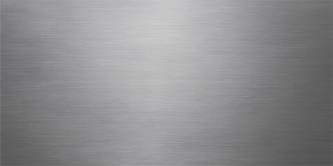 A brushed metal texture of stainless steel or aluminum plate with a shiny metallic surface and pattern for a gray industrial backdrop