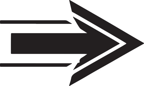 A sleek modern dark gray arrow symbol with sharp edges and a glossy finish pointing to the right isolated on white background.