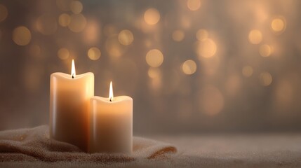 Cozy Candlelight Background with Warm Glow and Soft Bokeh for Relaxing Autumn or Winter Template Design