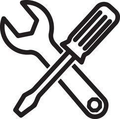 Settings Icon – Wrench and Screwdriver Symbol for Tools, Maintenance, and Repair