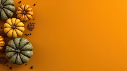 Minimal Background with Pumpkins and Soft Shadows for Modern Seasonal Banner or Poster Template