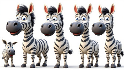 Obraz premium Cute zebra cartoon smiling zebra baby zebra safari animal black and white stripes big eyes playful herd funny character happy mood