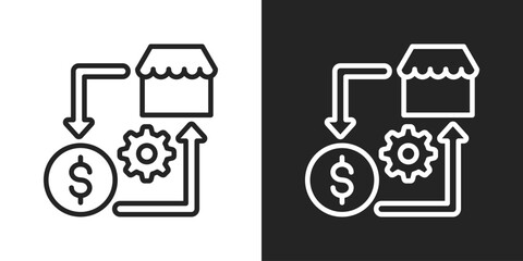 Business To Business Icon In Black And White Line Style