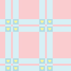 Cute Pastel Plaid and Checkered Pattern Set with Decorative Elements