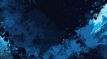 Abstract blue splashes of paint create a dynamic and textured background, evoking a sense of movement and creativity.