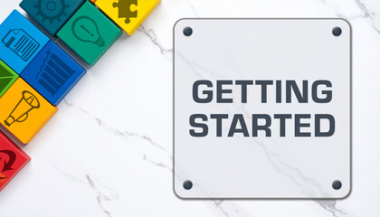 Getting Started Business Symbols Colorful Cubes Marble Text 