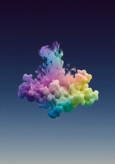 Floating Rainbow Ink Cloud in Dark Space