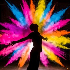 Vibrant Color Explosion Silhouette Art