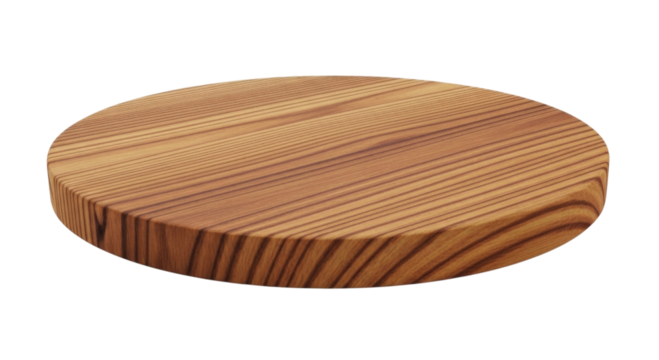Wooden round cutting board transparent background cutout png - Powered by Adobe