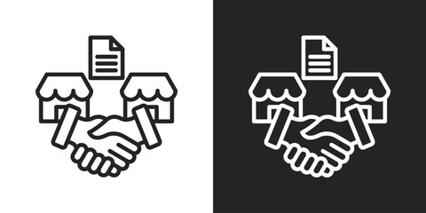 Acquisition Icon In Black And White Line Style