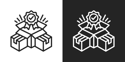 Product Quality Icon In Black And White Line Style